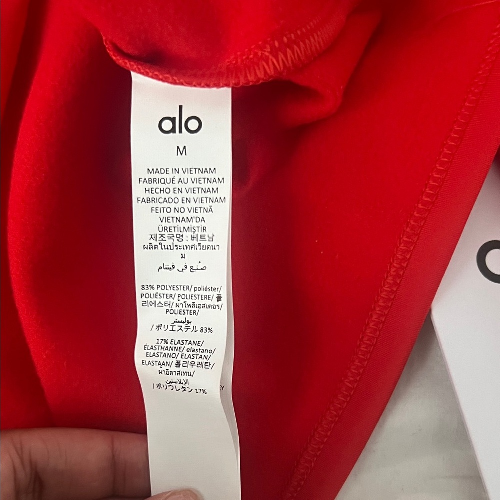 ALO Yoga Red Long-Sleeve Zip Athletic Top - Picture 6 of 7